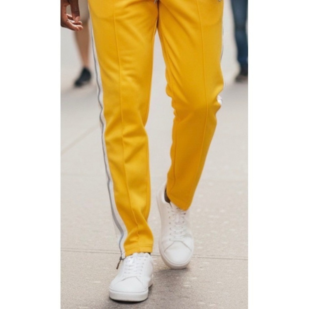 Rebel Minds Men's Yellow Track Pants Side Stripe Zipper Ankle 100-410 Large NWT